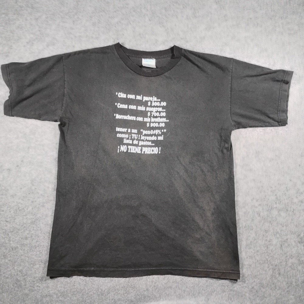 Vintage Euro Cotton Spanish Humor Graphic T-Shirt Black Mens Size Large Mexico
